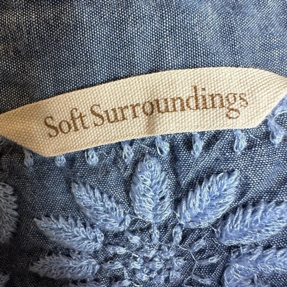 Soft Surroundings Embroidered Denim Blue Blouse - Picture 8 of 10